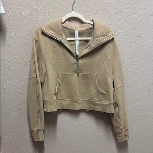 Lululemon Athletica Tan Cropped scuba Sweatshirt